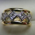 Princess cut bezel set diamond contemporary style ring