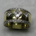 Two tone princess cut diamond dress ring