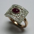 Art Deco ruby and diamond dress ring