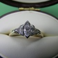 Marquise and trilliant diamond engagement ring