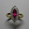 Marquise ruby and diamond antique style dress ring