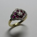 Ruby and diamond antique style dress ring