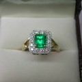 Colombian emerald and diamond ladies dress ring