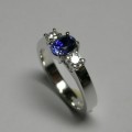 Oval Ceylon sapphire and diamond engagement ring