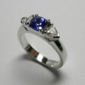 Ceylon sapphire and heart shape diamond engagement ring
