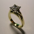 Solitaire princess cut diamond engagement ring
