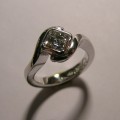 Platinum solitaire square emerald cut diamond engagement ring