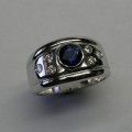 Contemporary style Australian sapphire and diamond ring