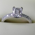 Stunning platinum cushion cut diamond engagement ring