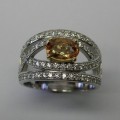 Imperial topaz and diamond contemporary style cocktail ring
