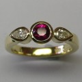 Natural Burmese ruby and pear shaped diamond dress ring