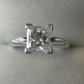 Shimmering solitaire princess cut diamond engagement ring