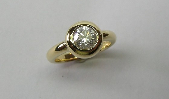 Bezel set solitaire round brilliant cut diamond dress ring