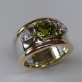 Contemporary style Australian green sapphire and diamond dress ring