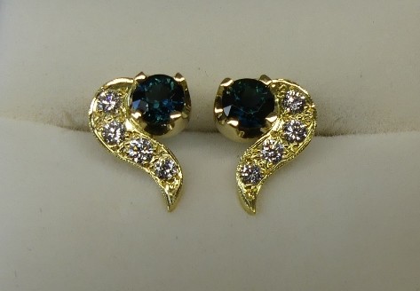 Australian sapphire and diamond earrings