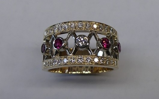 Contemporary design ruby and diamond occasion ring