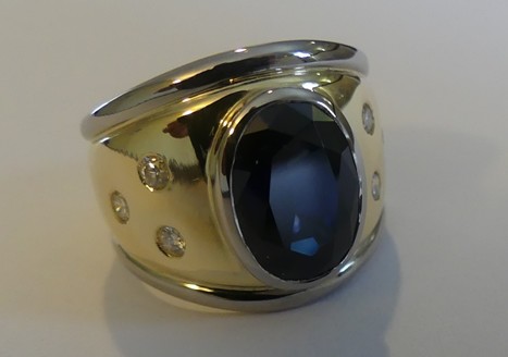 Australian sapphire and diamond ladies dress ring