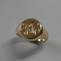 Hand engraved rose gold signet ring