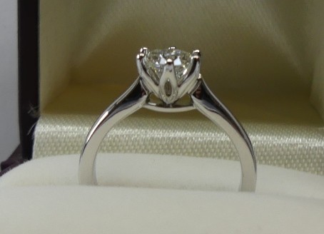 Platinum solitaire diamond engagement ring