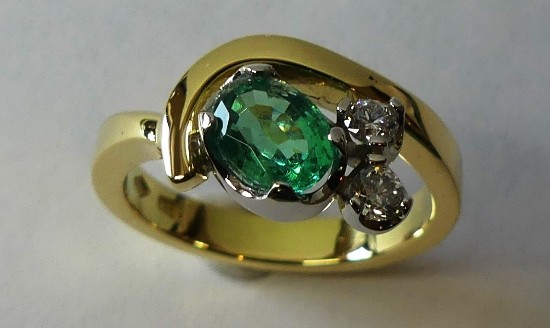 Natural Colombian Emerald and Diamond dress ring