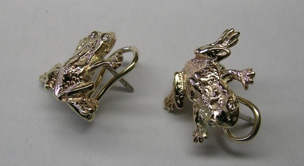 Fancy diamond set frog earrings
