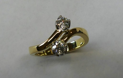 Contemporary style two brilliant cut diamond ladies dress ring
