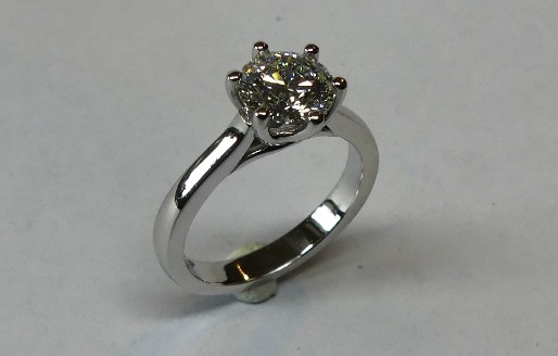 Platinum solitaire brilliant cut diamond engagement ring