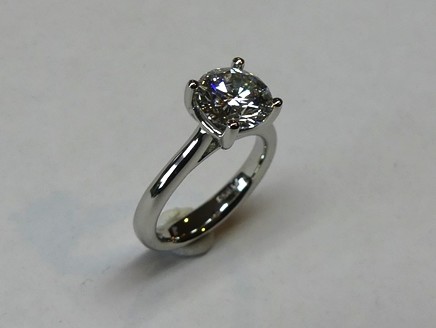 Platinum solitaire two carat diamond engagement ring