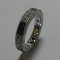 Vintage design sapphire and diamond platinum anniversary ring